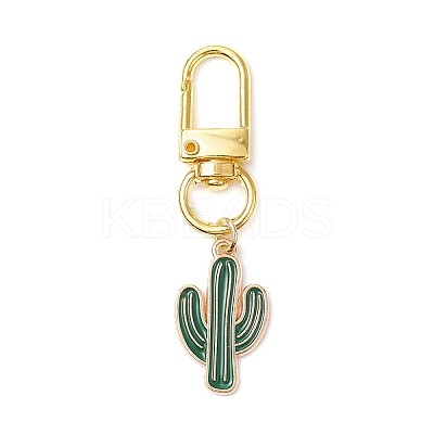 Cactus Alloy Enamel Pendant Decorations HJEW-JM02887-1