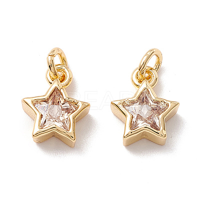 Brass Cubic Zirconia Charms FIND-Z005-02B-1