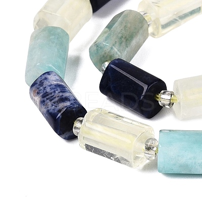Natural Sodalite & Flower Amazonite & Lemon Quartz Beads Strands G-Q614-01A-01-1