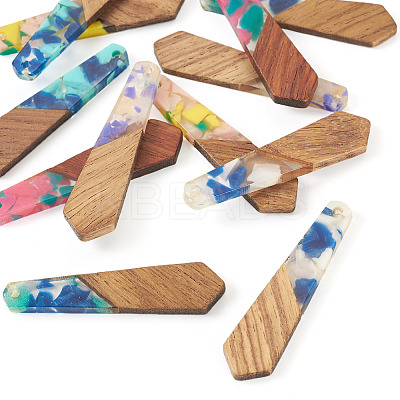 12Pcs 6 Colors Resin and Walnut Pendants FIND-TA0006-36D-1
