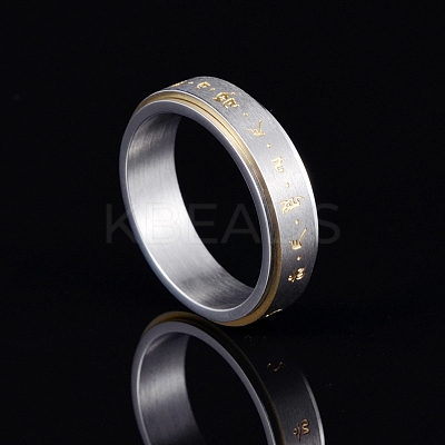 Om Mani Padme Hum 201 Stainless Steel Rotatable Finger Ring LS-PW-WG12553-02-1