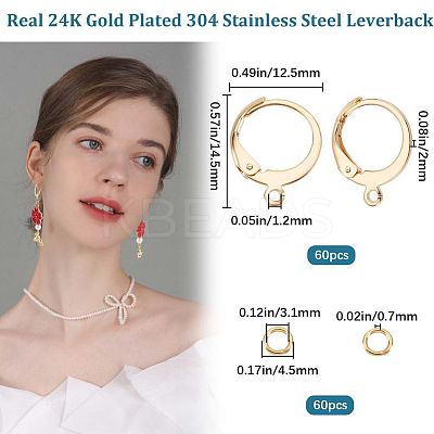 60Pcs 304 Stainless Steel Leverback Earring Findings DIY-CN0002-54-1