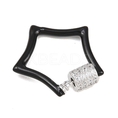 Star Brass Micro Pave Clear Cubic Zirconia Screw Carabiner Clasps KK-B167-01C-P-1
