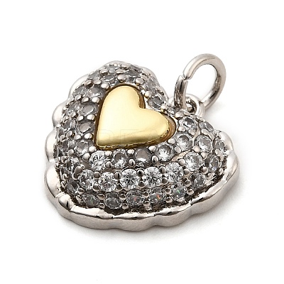 Brass Micro Pave Cubic Zirconia Pendants KK-C134-27GP-1