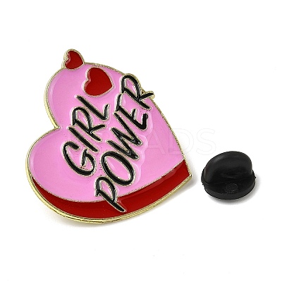 Word Girl Power Alloy Enamel Pins for Clothes for Women JEWB-F043-01B-1