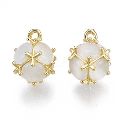 Creamy White Imitation Cat Eye Resin Charms KK-S364-159-1