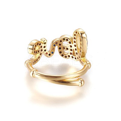 Adjustable Brass Micro Pave Cubic Zirconia Finger Rings LS-RJEW-L086-04G-1