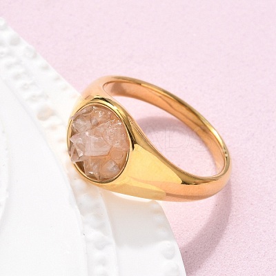 Round Natural Quartz Crystal Chips Finger Rings RJEW-D303-03G-01-1
