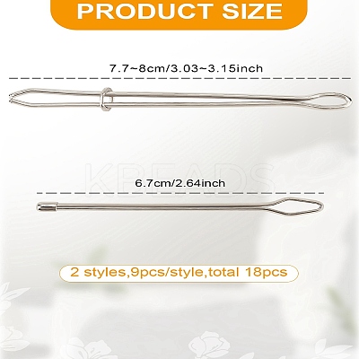 18Pcs 2 Styles Iron Bodkin Threader FIND-LP0001-19-1
