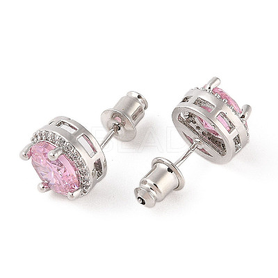 Rack Plating Brass Micro Pave Cubic Zirconia Earrings EJEW-I304-09P-07-1
