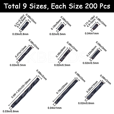 1800Pcs 9 Style Glass Twisted Bugle Beads SEED-CN0001-46-1