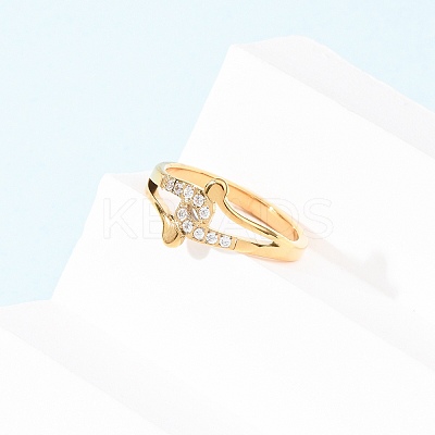 304 Stainless Steel Clear Cubic Zirconia Finger Rings for Women RJEW-Z115-01G-1