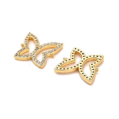 Brass Micro Pave Clear Cubic Zirconia Butterfly Connector Charms KK-H515-19G-1