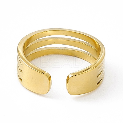Ion Plating(IP) 304 Stainless Steel Cuff Ring for Women RJEW-C060-34G-1