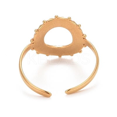 Ion Plating(IP) 304 Stainless Steel Donut Open Cuff Ring for Women RJEW-C025-21G-1