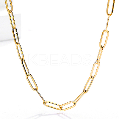 201 Stainless Steel Paperclip Chain Necklaces for Women KC1989-1
