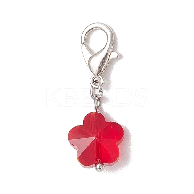 Flower Glass Pendant Decorations HJEW-JM03772-01-1