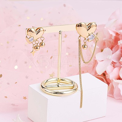 Clear Cubic Zirconia Heart with Moon & Star Asymmetrical Earrings JE968A-1