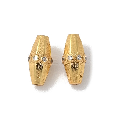 Matte Gold Color 925 Sterling Silver Pave Cubic Zirconia Beads STER-R014-02G-1