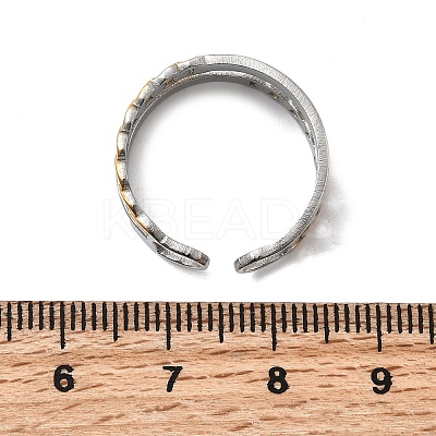 Adjustable 304 Stainless Steel Cuff Rings for Women RJEW-B150-01GP-04-1