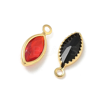 Brass Micro Pave Cubic Zirconia with Glass Pendants KK-Z136-31G-1
