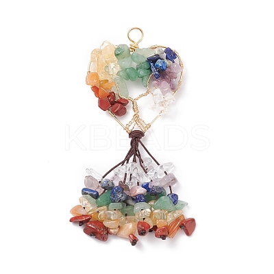 4Pcs 4 Styles Natural & Synthetic Gemstone Chip Big Pendants PALLOY-JF01532-1