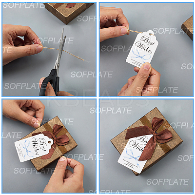 120Pcs 6 Styles Thanksgiving Day Word Best Wishes Bowknot Printed Paper Thank You Gift Tags AJEW-SP0003-63B-1