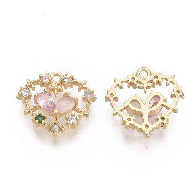Brass Cubic Zirconia Pendants KK-T050-03G-02-NF-1