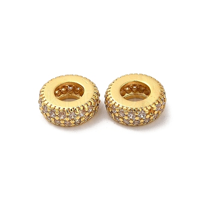 Rack Plating Brass Cubic Zirconia European Beads KK-K372-12G-1