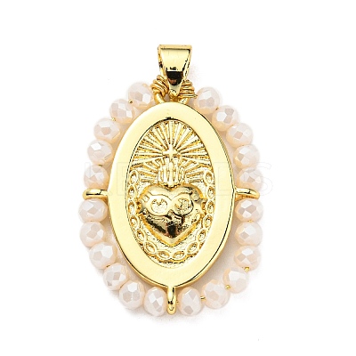 Brass with Glass Pendants KK-G472-03G-02-1