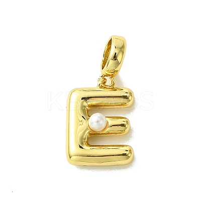 Rack Plating Brass with ABS Plastic Pearl European Dangle Charms KK-G501-02E-G-1