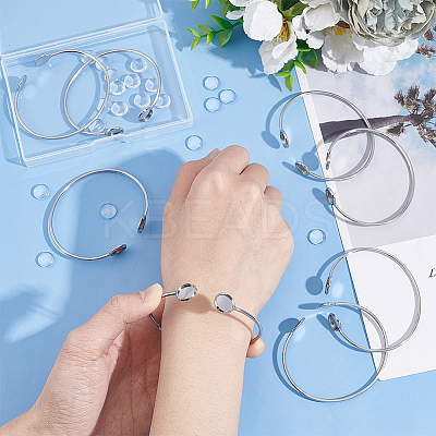 8Pcs Adjustable 304 Stainless Steel Cuff Bangle Making STAS-UN0040-43-1