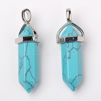 Dyed Synthetic Turquoise Pointed Pendants G-F295-03A-1