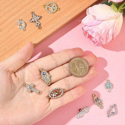 10Pcs 10 Styles Alloy Rhinestone Links/Connectors ALRI-YW0001-31-1