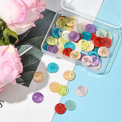 56Pcs 7 Colors Spray Painted Natural Capiz Shell Connector Charms SSHEL-FS0001-09-1