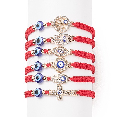 6Pcs 6 Style Resin Evil Eye Braided Bead Bracelets Set BJEW-JB08808-1
