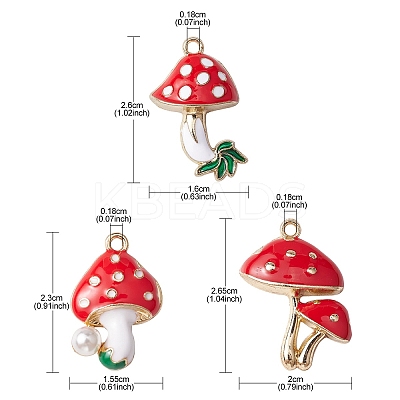 6Pcs 3 Style Autumn Theme Eco-Friendly Alloy Enamel Pendants ENAM-YW0003-34-1
