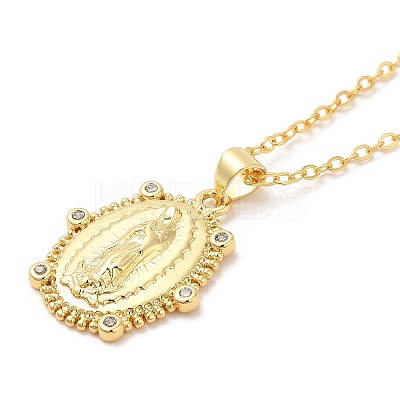 Brass Micro Pave Cubic Zirconia Pendants Necklace NJEW-I125-01A-1