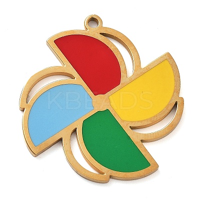 304 Stainless Steel Enamel Pendants LS-STAS-M076-06G-1