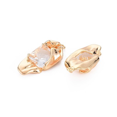 Brass Micro Pave Clear Cubic Zirconia Pendants KK-S364-105-1