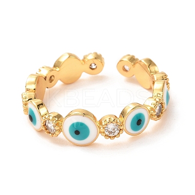 Evil Eye Golden Enamel Cuff Rings for Women KK-G404-06A-G-1