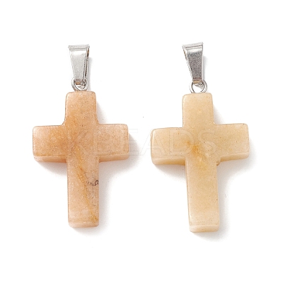 Natural Yellow Aventurine Pendants G-PW0006-02P-15-1