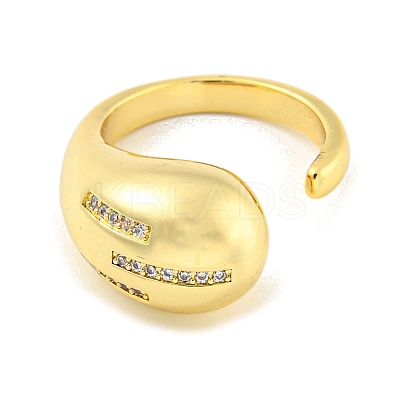 Brass Micro Pave Clear Cubic Zirconia Open Cuff Ring for Women LS-RJEW-M173-02B-G-1