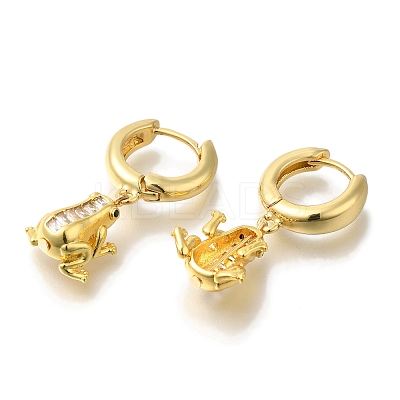 Rack Plating Forg Brass Micro Pave Cubic Zirconia Hoop Earrings EJEW-H016-36G-1