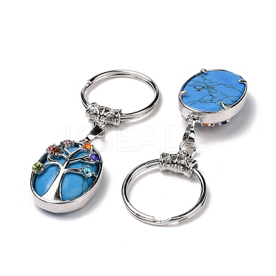 Natural & Synthetic Gemstone and Colorful Glass Drill Keychain G-M385-02P-1