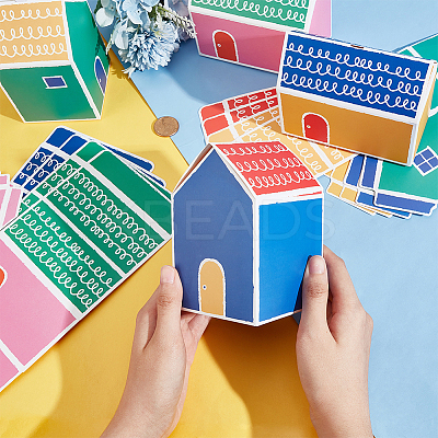 32Pcs 4 Styles House Shaped Cardboard Paper Foldable Gift Boxes CON-NB0002-23-1