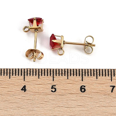 Ion Plating(IP) 304 Stainless Steel Cubic Zirconia Stud Earring Findings STAS-P373-06B-1