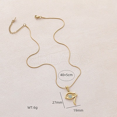 Elegant 304 Stainless Steel with Clear Glass Eye Pendant Necklaces for Women YU0551-1