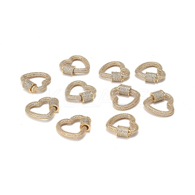 Brass Micro Pave Clear Cubic Zirconia Screw Carabiner Lock Charms ZIRC-F120-002G-1