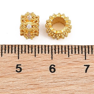 Brass Micro Pave Clear Cubic Zirconia European Beads CU-CBA6A75-16G-1